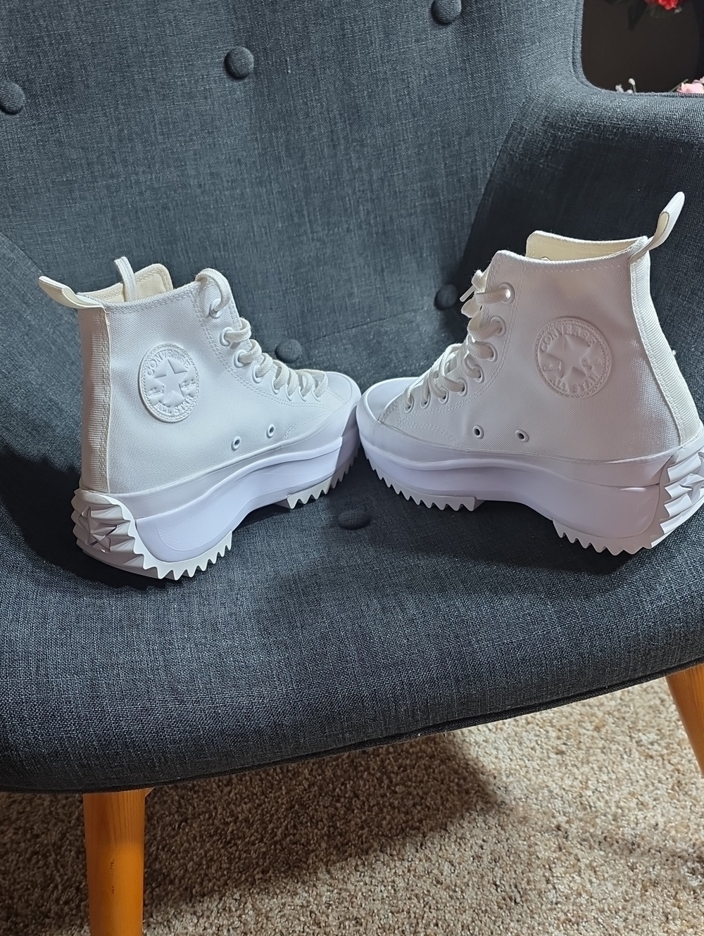 Platform High-Top Canvas Sneakers in White - Women's